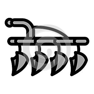 Tractor plow icon, outline style