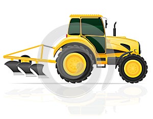 Tractor with plow vector illustration