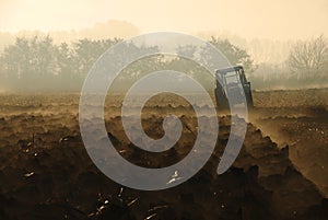 Tractor plowing