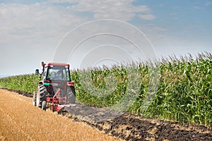 Tractor plowing