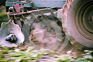 Tractor plowing a field