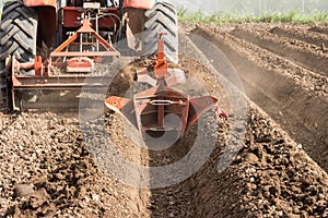 Tractor preparation soil working in field