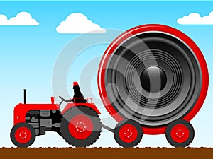 Tractor pulling a huge speaker