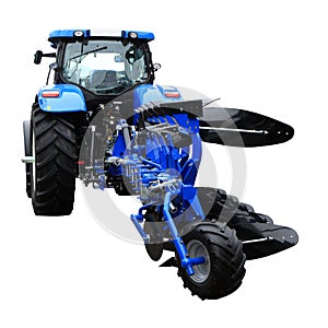 Tractor with reversible plow. Isolated image photo