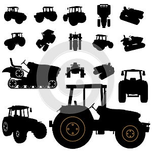 tractor silhouette set