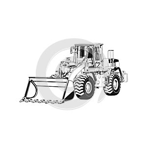 tractor silhouette on white background