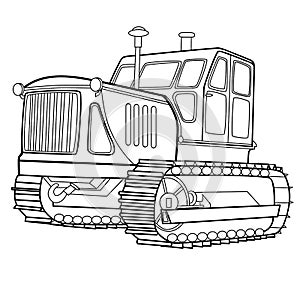 Tractor sketch, coloring, isolated object on a white background, vector illustration