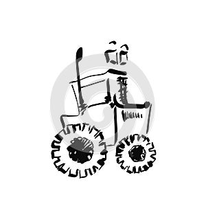 Tractor sketch. Hand drawn agrimotor. Cartoon