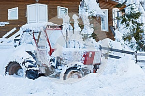 Tractor in the snow