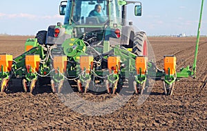 Tractor sowing field
