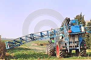 Tractor spraying.