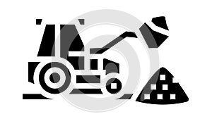 tractor stone gravel loading machine glyph icon animation