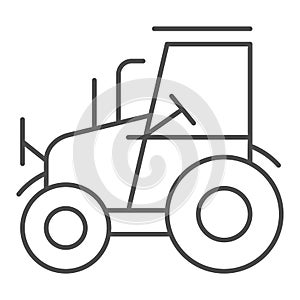 Tractor thin line icon. Agrimotor vector illustration isolated on white. Agronomy outline style design, designed for web
