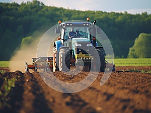 Tractor tilling the soil . Generated by AI