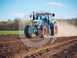 Tractor tilling the soil . Generated by AI