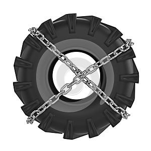 Tractor tire chains wrapped