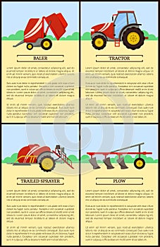 Tractor and Trailed Sprayer Vector Illustration