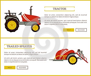 Tractor and Trailed Sprayer Vector Illustration