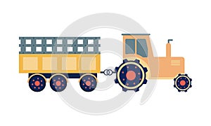Tractor with a trailer 2. Illustration.