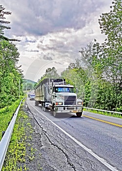 Tractor-Trailer on Country Road photo