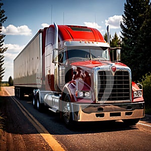 Tractor trailer, delivery truck for cargo logistics over land highway