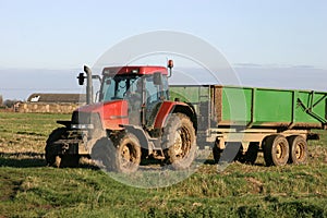 Tractor and Trailer on Farm