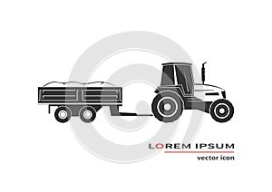 Tractor with trailer isolated on background