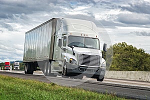 Tractor Trailer Rig On The Interstate