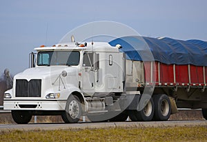 Tractor Trailer with Tarp photo