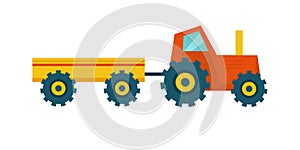 Tractor with Trailer Vector Illustration.