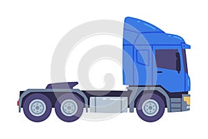 Tractor Unit as Heavy-duty Towing Engine for Hauling Semi-trailer Side View Vector Set