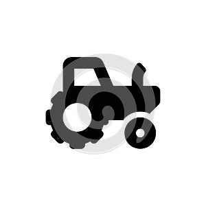 Tractor vector icon. Agriculture tractor machine black symbol isolated. Vector illustration EPS 10