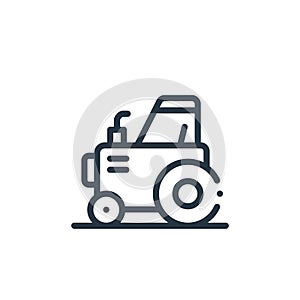 tractor vector icon isolated on white background. Outline, thin line tractor icon for website design and mobile, app development.