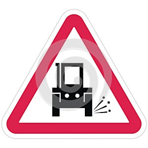 Tractor, warning road sign, eps.