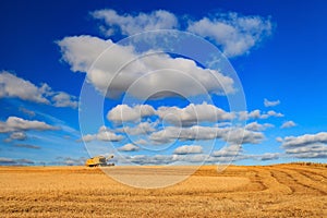 Tractor and wheat farm in Aberdeen, Scotland