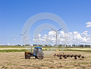 Tractor and wind turbines