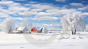 tractor winter farm scene