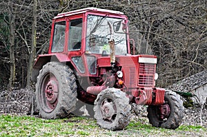 Tractor in the woods