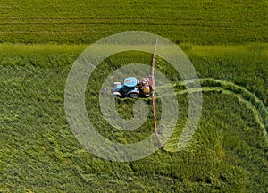 Tractor working on the agricultural field