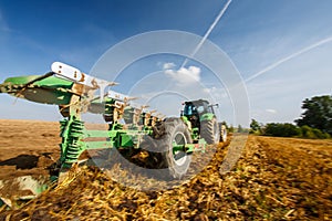 Tractor working on the farm