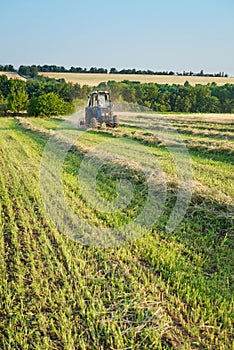 Tractor working on the farm field