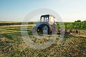 Tractor working on the farm field