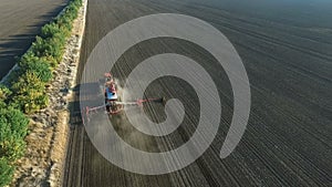 Tractor working on the field