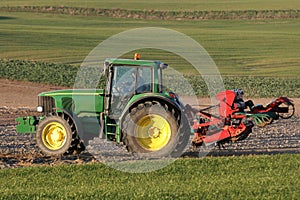 Tractor working on the field