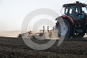 Tractor working in the field