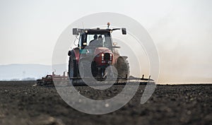 Tractor working in the field