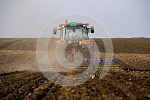 Tractor working in the field