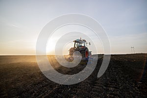 Tractor working in the field