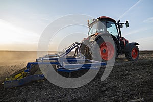 Tractor working in the field