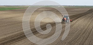 Tractor working in the field